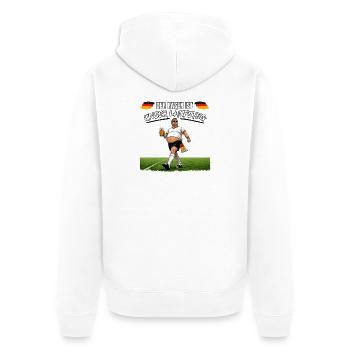 Deutscher Fußballfan mit Bier - Unisex Premium Bio Zip Hoodie - Weiß - Hinten - Thijin (182cm)