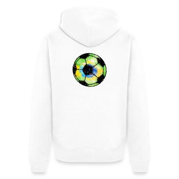 Fußball Brasilien - grün gelb blau - Aquarell - Unisex Premium Bio Zip Hoodie - Weiß - Hinten - Thijin (182cm)