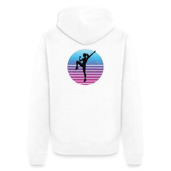 Gruppenfitness Geschenk für die Cardio-Liebhaberin - Unisex Premium Bio Zip Hoodie - Weiß - Hinten - Thijin (182cm)