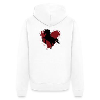 La silhouette du cheval Abbayan cabré et un coeur - Veste à capuche bio Premium Unisexe - blanc - Dos - Thijin (182cm)