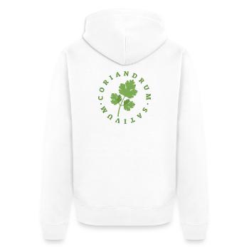 Coriander Circular Leaf Emblem - Unisex Premium Organic Zip Hoodie - white - Back - Thijin (182cm)