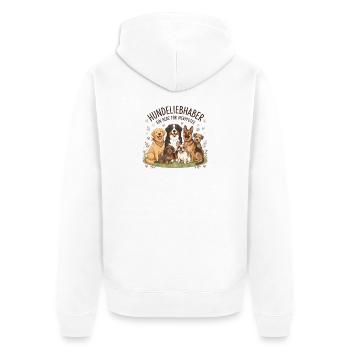 Hundedeliebhaber – Ein Herz Für Vierbeiner - Unisex Premium Bio Zip Hoodie - Weiß - Hinten - Thijin (182cm)