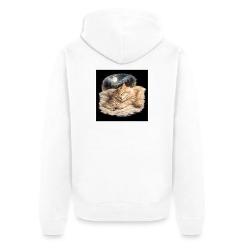 Mommy cat sleeps with her child - Unisex Premium Organic Zip Hoodie - white - Back - Thijin (182cm)