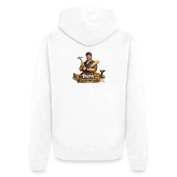 Papa Charpentier Bois et Outils - Veste à capuche bio Premium Unisexe - blanc - Dos - Thijin (182cm)
