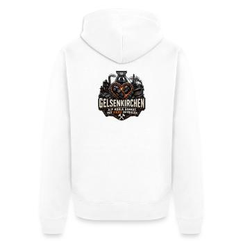 Gelsenkirchen Kohle Herz Ruhrpott Ruhrgebiet - Unisex Premium Bio Zip Hoodie - Weiß - Hinten - Thijin (182cm)