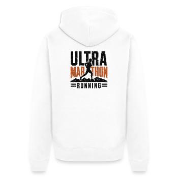 Course d’ultramarathon en détresse - Veste à capuche bio Premium Unisexe - blanc - Dos - Thijin (182cm)