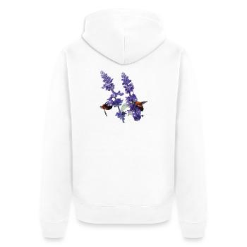 Vibrant_Salvia_Farinacea_-_Bumblebees - Unisex Premium Organic Zip Hoodie - white - Back - Thijin (182cm)