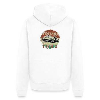 44e anniversaire - Classiques - Millésime depuis 07/1982 - Veste à capuche bio Premium Unisexe - blanc - Dos - Thijin (182cm)