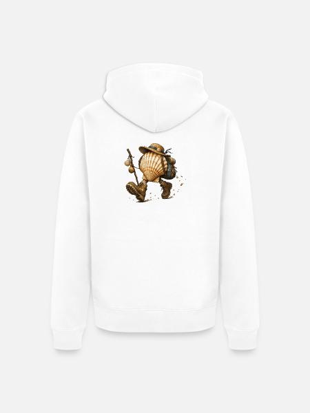 Jakobsmuschelpilger-Camino de Santiago - Unisex Premium Bio Zip Hoodie - Weiß