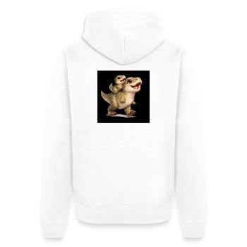 Maman T-Rex jouant avec son bébé - Veste à capuche bio Premium Unisexe - blanc - Dos - Thijin (182cm)