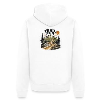 Trailrun - Unisex Premium Bio Zip Hoodie - Weiß - Hinten - Thijin (182cm)