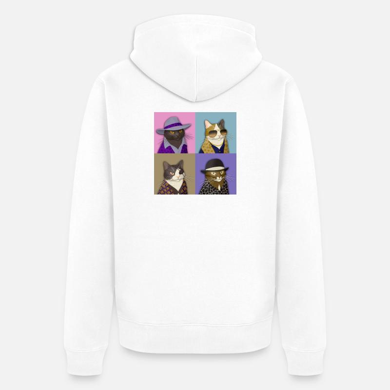 Badass Cat Quartet - Veste à capuche bio Premium Unisexe - blanc