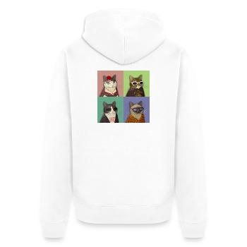 Alt Cats Quartet - Unisex Premium Organic Zip Hoodie - white - Back - Thijin (182cm)