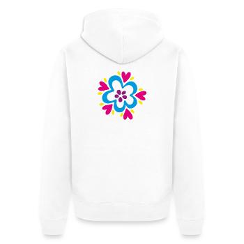 Blume Blüte farbenfroh Yoga Flower Power Deko  - Unisex Premium Bio Zip Hoodie - Weiß - Hinten - Thijin (182cm)