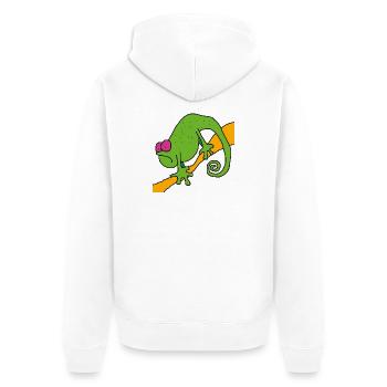 Chamaeleon am Ast – bunte Pop-Illustration - Unisex Premium Bio Zip Hoodie - Weiß - Hinten - Thijin (182cm)