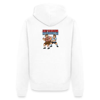 Zieht den Bayern die Lederhosen aus - Unisex Premium Bio Zip Hoodie - Weiß - Hinten - Thijin (182cm)