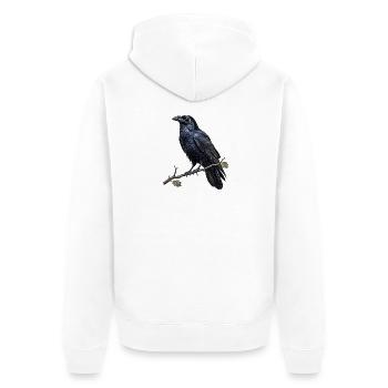 Grand Corbeau - Corvus corax - Dark Academia - Veste à capuche bio Premium Unisexe - blanc - Dos - Thijin (182cm)