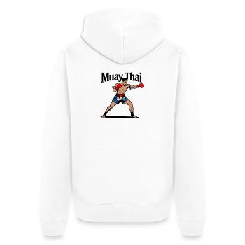 Muay Thai Kickboxing - Unisex Premium Organic Zip Hoodie - white - Back - Thijin (182cm)