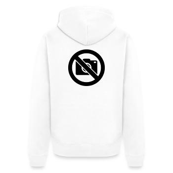 Fotografieren verboten, Keine Fotos - Unisex Premium Bio Zip Hoodie - Weiß - Hinten - Thijin (182cm)