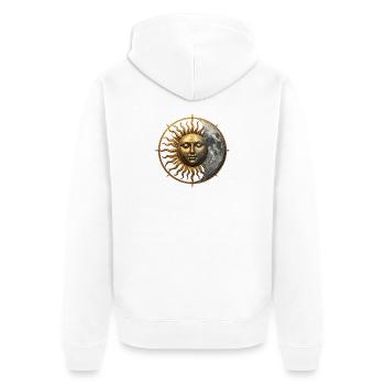 Sonnenmond Emblem Vintage - Unisex Premium Bio Zip Hoodie - Weiß - Hinten - Thijin (182cm)