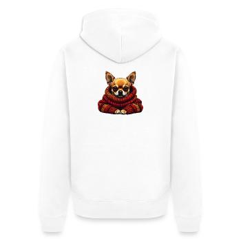 Câlin d’hiver Chihuahua avec écharpe - Veste à capuche bio Premium Unisexe - blanc - Dos - Thijin (182cm)