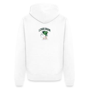 Lizard Brain Eidechse Gehirn Psychologie Profil - Unisex Premium Bio Zip Hoodie - Weiß - Hinten - Thijin (182cm)