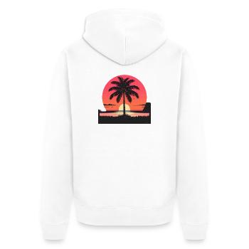 Sonnenuntergang Palmeninsel - Unisex Premium Bio Zip Hoodie - Weiß - Hinten - Thijin (182cm)