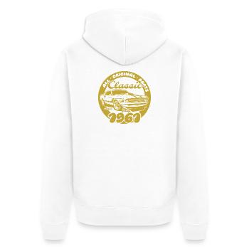 65e anniversaire - Classic Musclecar 07/1961 - Veste à capuche bio Premium Unisexe - blanc - Dos - Thijin (182cm)