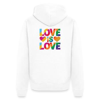 Mois de la fierté LGBTQ - L’amour, c’est l’amour - Veste à capuche bio Premium Unisexe - blanc - Dos - Thijin (182cm)