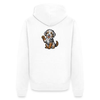 Doodle Merle - Kuschelhund Welpen - Unisex Premium Bio Zip Hoodie - Weiß - Hinten - Thijin (182cm)
