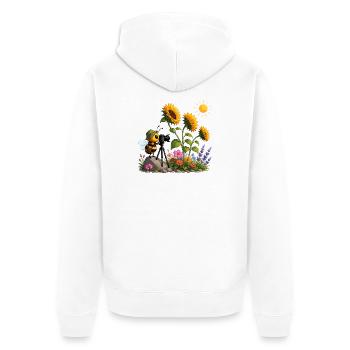 Biene filmt Sonnenblumen - Unisex Premium Bio Zip Hoodie - Weiß - Hinten - Thijin (182cm)