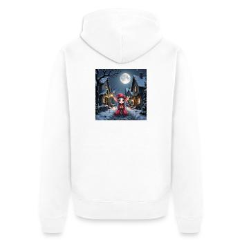 Lunarer Weihnachtself mit Geschenk - Unisex Premium Bio Zip Hoodie - Weiß - Hinten - Thijin (182cm)