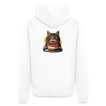 Cat Birthday Cake Party - Unisex Premium Organic Zip Hoodie - white - Back - Thijin (182cm)