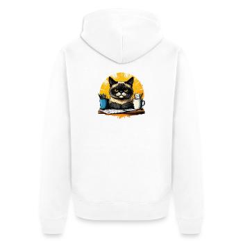 Chat de bureau sombre au bureau - Veste à capuche bio Premium Unisexe - blanc - Dos - Thijin (182cm)