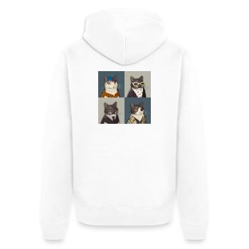 Rebel Chic Tuxedo Cat Quartet - Unisex Premium Organic Zip Hoodie - white - Back - Thijin (182cm)