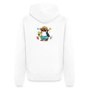 Summer penguin with drink - Unisex Premium Organic Zip Hoodie - white - Back - Thijin (182cm)