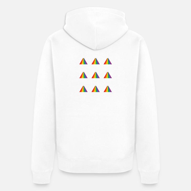 Rainbow Pyramid Pattern - Unisex Premium Organic Zip Hoodie - white