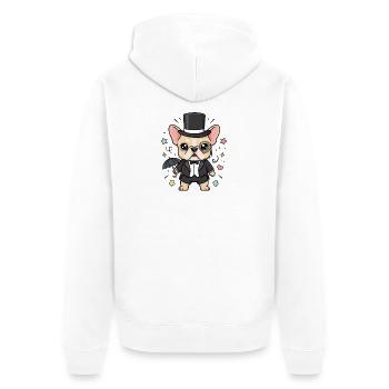 Pug Top Hat Monocle Gentleman Four-legged Friend - Unisex Premium Organic Zip Hoodie - white - Back - Thijin (182cm)