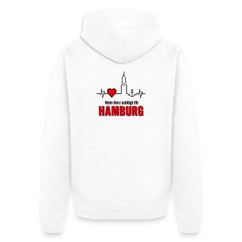 Mein Herz schlägt für Hamburg - Unisex Premium Bio Zip Hoodie - Weiß - Hinten - Thijin (182cm)