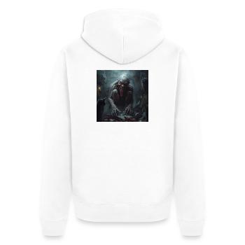 Goule dans le sous-sol – Le terrifiant démon de la nuit - Veste à capuche bio Premium Unisexe - blanc - Dos - Thijin (182cm)