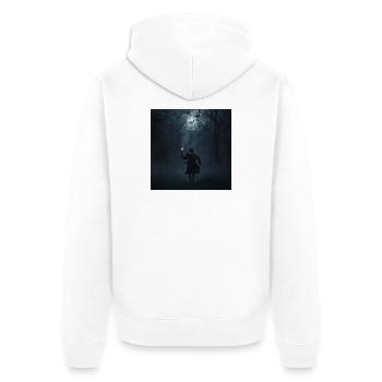 Wanderer in der Dunkelheit – Finsternis und Raben - Unisex Premium Bio Zip Hoodie - Weiß - Hinten - Thijin (182cm)