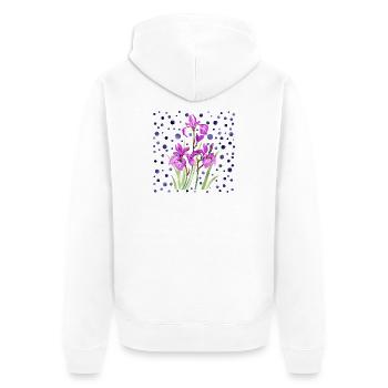 Blumen - Unisex Premium Bio Zip Hoodie - Weiß - Hinten - Thijin (182cm)