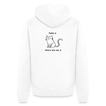 home is where the cat is - Cat Motif Saying - Unisex Premium Organic Zip Hoodie - white - Back - Thijin (182cm)