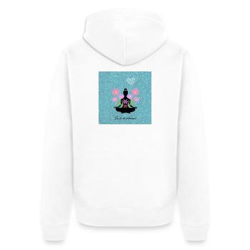 Méditation florale et cœur scintillant - Veste à capuche bio Premium Unisexe - blanc - Dos - Thijin (182cm)
