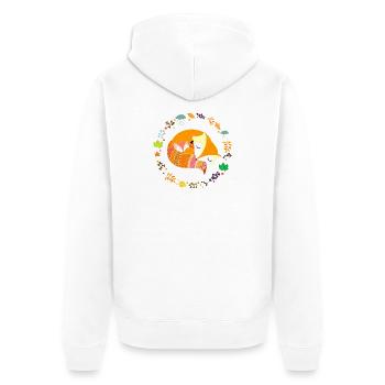 Cute Sleeping Foxes Autumn Wreath - Unisex Premium Organic Zip Hoodie - white - Back - Thijin (182cm)