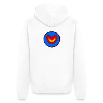 Flaming Heart in the Blue Circle - Unisex Premium Organic Zip Hoodie - white - Back - Thijin (182cm)