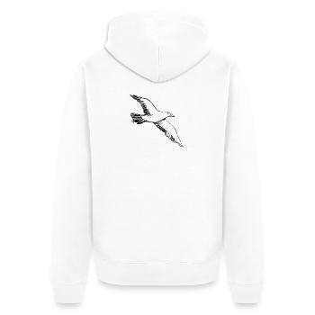 Flying Seagull – Illustration - Unisex Premium Organic Zip Hoodie - white - Back - Thijin (182cm)