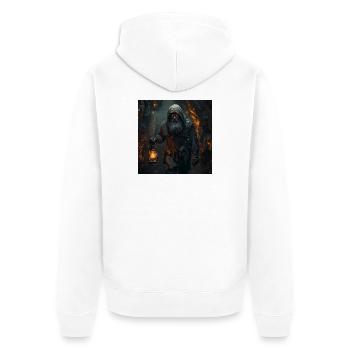 Gardien souterrain – Mineur à la lampe à kérosène - Veste à capuche bio Premium Unisexe - blanc - Dos - Thijin (182cm)