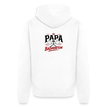 Papa Badminton - Veste à capuche bio Premium Unisexe - blanc - Dos - Thijin (182cm)
