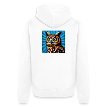 Eule - Unisex Premium Bio Zip Hoodie - Weiß - Hinten - Thijin (182cm)